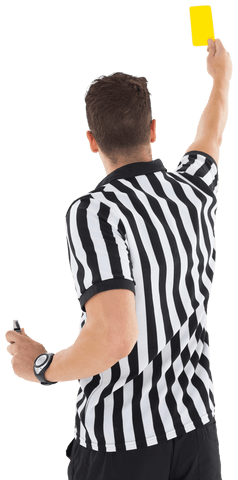 transparent rear view of referee with yellow card raised - Download Free Stock Videos Pikwizard.com
