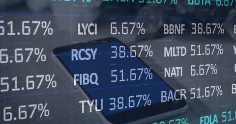 Digital tablet displaying stock market data trends