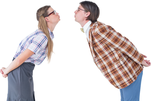 Geeky Hipster Couple Kissing Pose on Transparent Background - Download Free Stock Videos Pikwizard.com