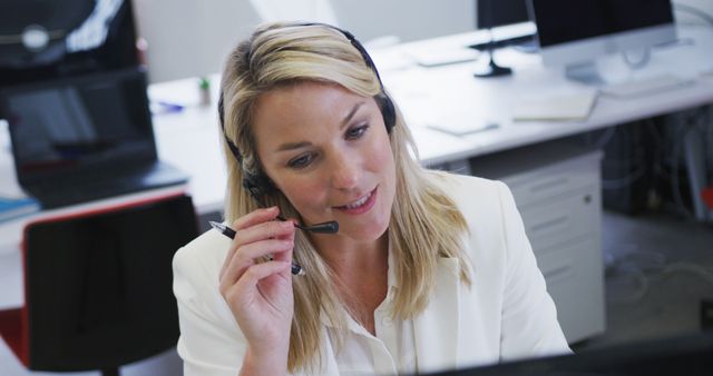 Female Customer Service Representative Answering Call Center Query - Download Free Stock Images Pikwizard.com