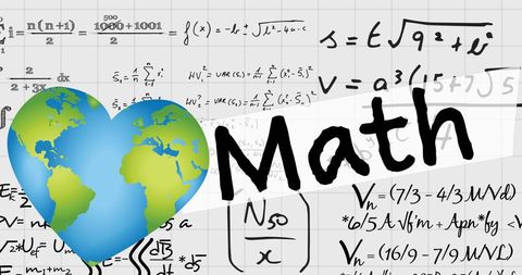 Heart-Shaped Globe and Math Equations for Education - Download Free Stock Images Pikwizard.com