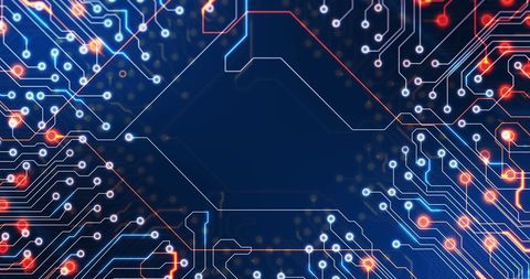 futuristic digital circuit board with neon lights - Download Free Stock Images Pikwizard.com