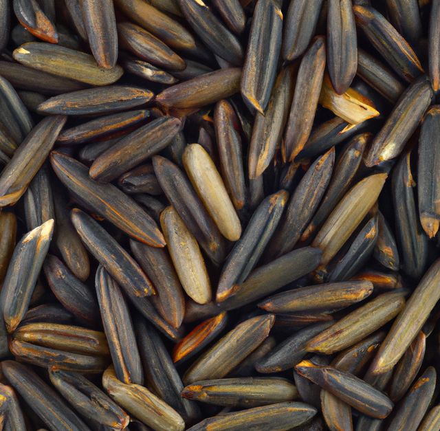 Image of close up of multiple grains of wild rice background. Food and wholesome ingredients concept.