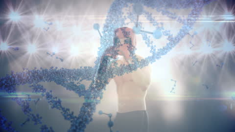 Intense Boxer with Digital DNA Strand Overlay