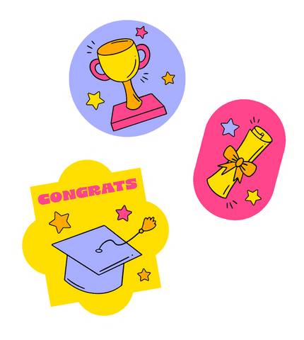 Festive Achievement Cartoon Badge Set on Transparent Background - Download Free Stock Videos Pikwizard.com