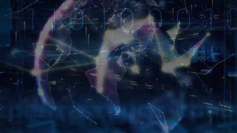 Digital Network Globe with Binary Code and Traffic