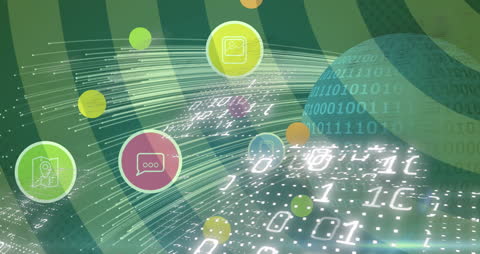 Digital Communication Icons Over Virtual Globe Background