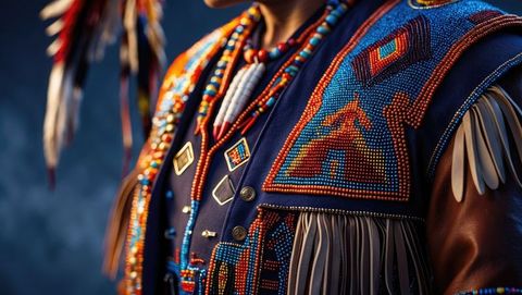 Tradition and craft: portrait of native american man in elaborate tribal regalia