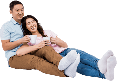 smiling couple relaxing at home with coffee on transparent background - Download Free Stock Videos Pikwizard.com
