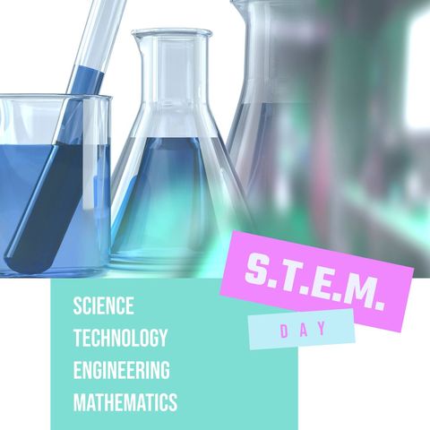 Educational STEM Day Celebration with Lab Flasks - Download Free Stock Templates Pikwizard.com