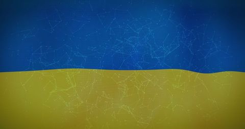 Blockchain security concepts overlaid on ukraine flag