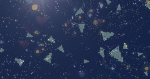 Falling Snow Over Christmas Trees Under Starry Sky