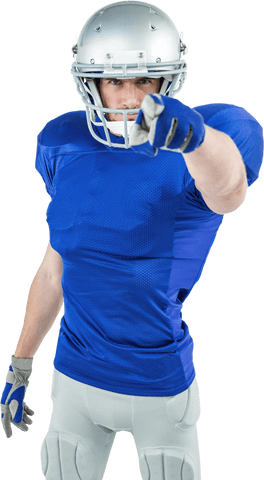 Transparent Confident Football Player Pointing Forward in Action Pose