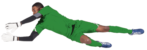 Goalkeeper in Green Uniform Diving Save with Gloves Transparent