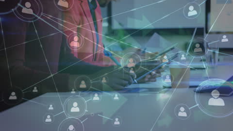 Digital Networking in Office with Diverse Team Collaboration