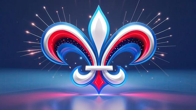 Futuristic 3d fleur-de-lis with sparkling effects in digital studio