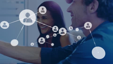 Business Professionals Connected Through Digital Network Visual Interface