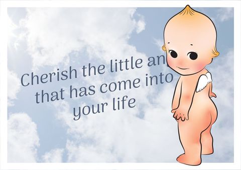 Adorable Cherub Against Cloudy Sky with Inspiring Message - Download Free Stock Templates Pikwizard.com