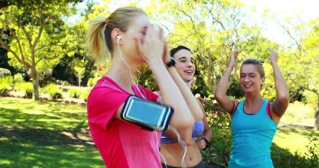 Fit women jogging in park 4k
