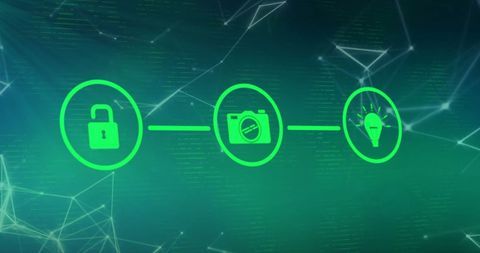 Digital Connections with Icons on Green Background - Download Free Stock Images Pikwizard.com