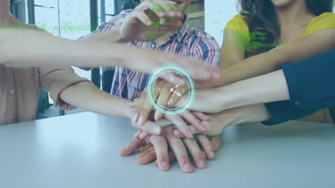 Diverse Team Collaborating with Clock and Data Overlay