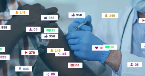 Symbolic Overlay of Social Media Icons During Vaccination