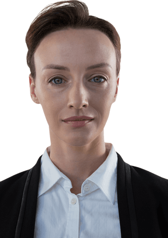 Professional Businesswoman with Transparent Background Confidently Staring
