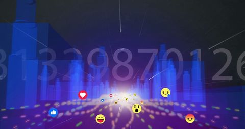 Digital Interface with Social Media Icons and Data Stream - Download Free Stock Images Pikwizard.com