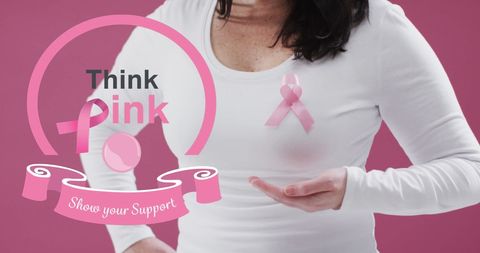 Breast cancer awareness: think pink promotion with pink ribbon