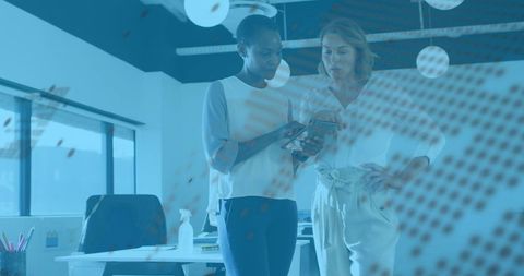 Interconnected Global Business Network in Modern Office Environment