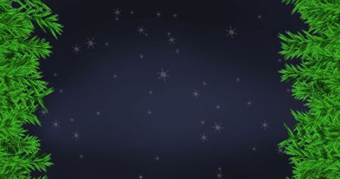 Festive Winter Background with Fir Branches and Falling Snow