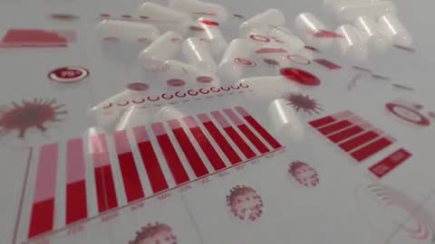 Digital Infographic with 3D Bar Chart and Capsules Cascade