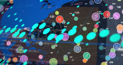 Global Data Processing Network Overlaid on World Map