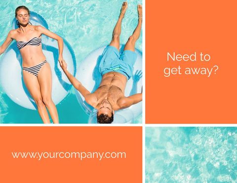couple relaxing on pool floats in bright blue pool - Download Free Stock Templates Pikwizard.com