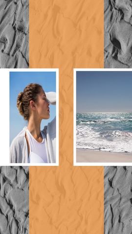 contemplative woman embracing ocean breeze on tranquil beach - Download Free Stock Templates Pikwizard.com