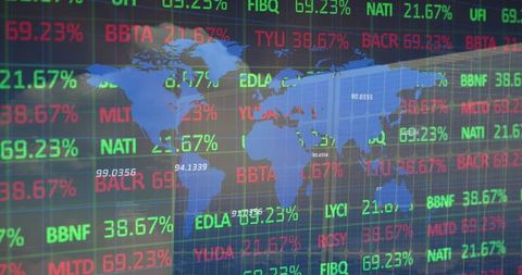 Global Financial Data and World Map Overlay Concept