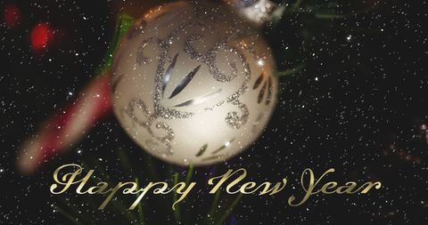 Festive New Year Greetings with Sparkling Ornament