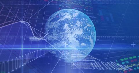 Global Financial Data Processing with Abstract Earthscape - Download Free Stock Images Pikwizard.com