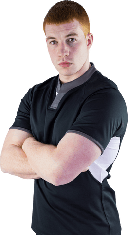 Serious Rugby Player with Crossed Arms on Transparent Background