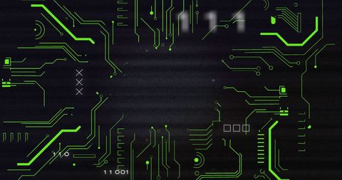 futuristic digital circuit with glowing green lines - Download Free Stock Images Pikwizard.com