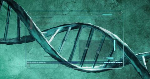 Dna strand with digital data interface depiction