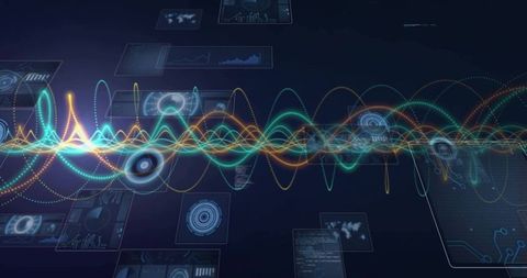 Futuristic Digital Waveforms and Data Visualization Panels