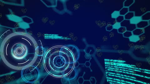 Futuristic Medical Interface with Moving Scanners and Data Streams