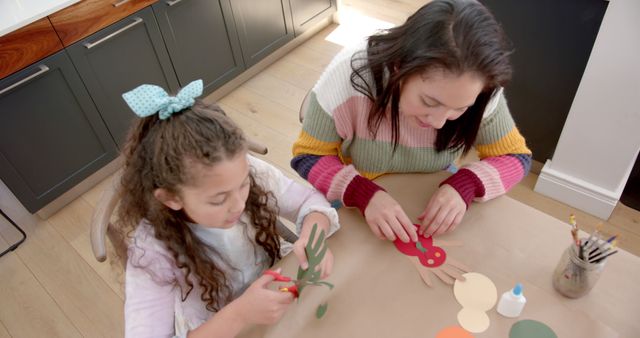 Mother and Daughter Enjoying Craft Activity at Home - Download Free Stock Images Pikwizard.com