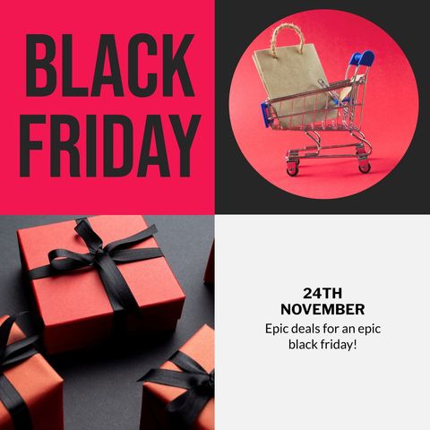 black friday shopping promotion with gifts and discounts - Download Free Stock Templates Pikwizard.com