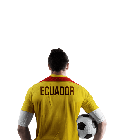 Transparent ecuador football player holding soccer ball