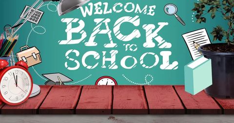 Welcome back to school chalkboard design with supplies
