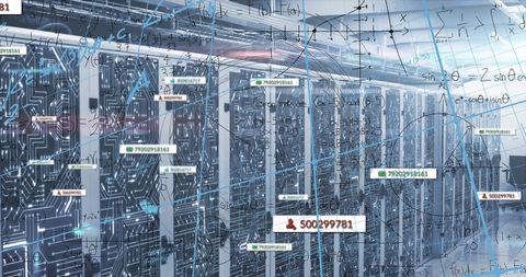 data processing in futuristic server room with digital interface - Download Free Stock Images Pikwizard.com