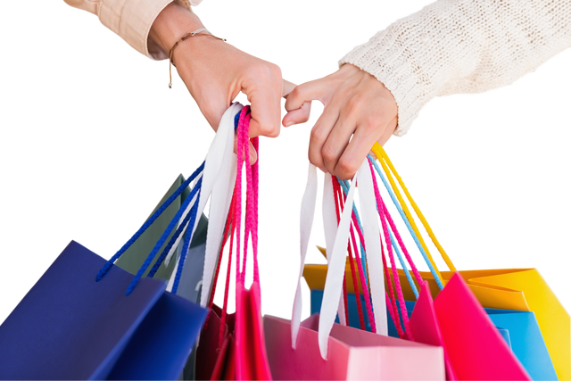 Transparent hands holding colorful shopping bags concept - Download Free Stock Videos Pikwizard.com