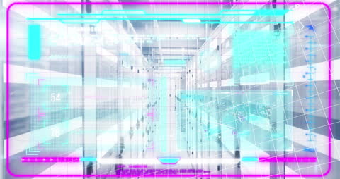 Futuristic Digital Interface with Data Processing and Math Equations